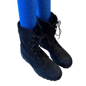 Suede Black Combat Military Tactical Steel Toe Women's Work Boots Size 8